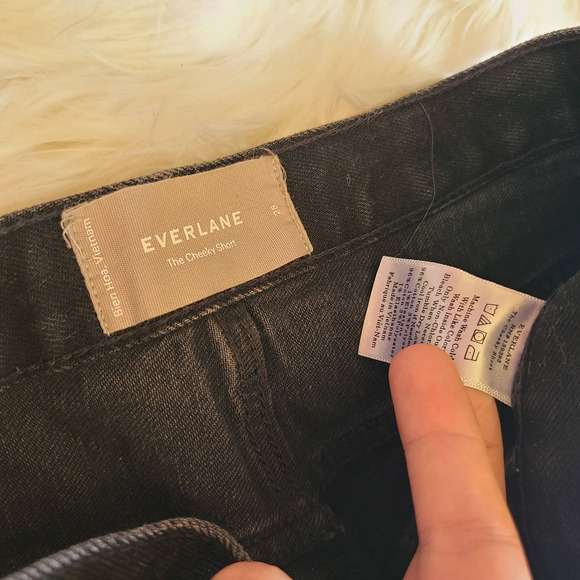 Everlane The Cheeky Denim Short Black Stone Button Fly Size 28 Distressed Jean - Picture 4 of 5